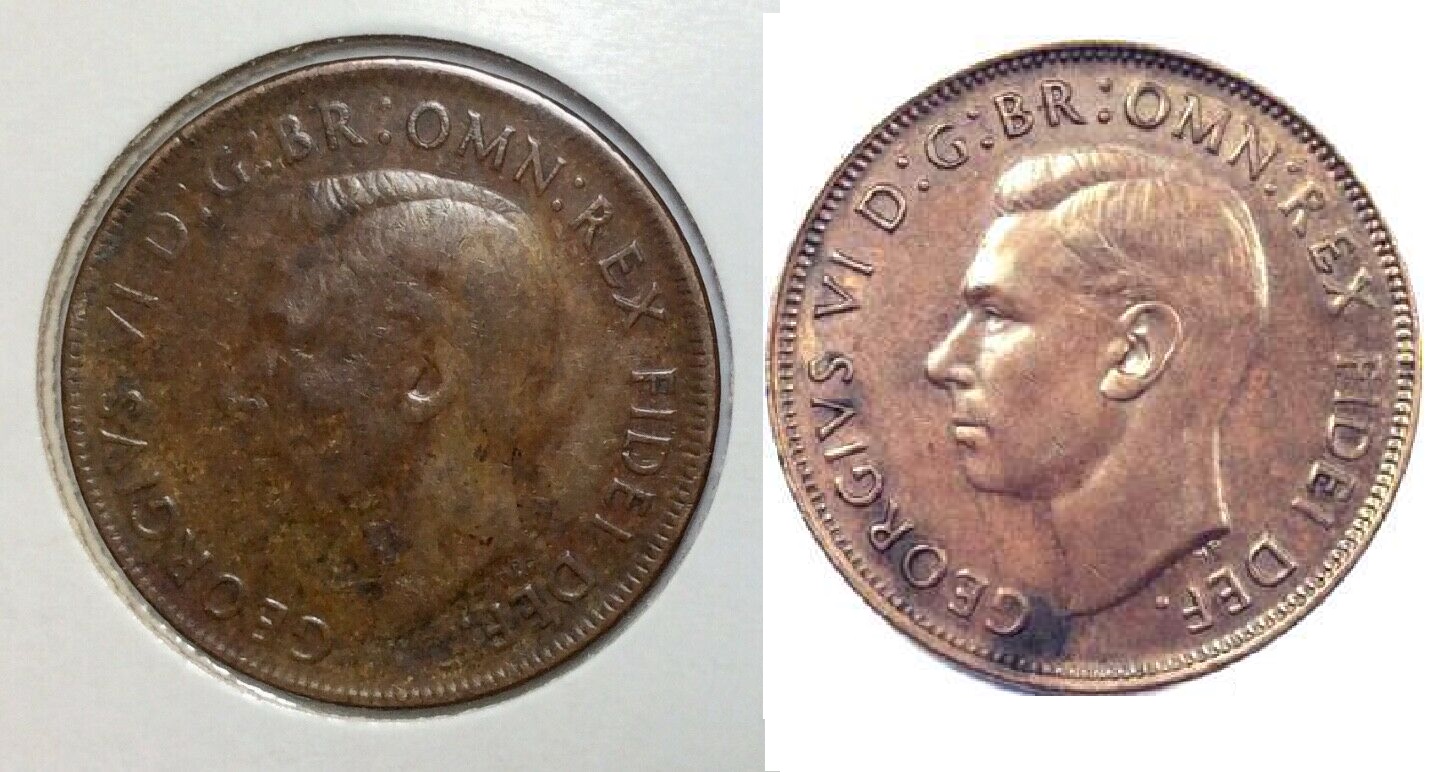 Australian-Penny-1950---Struck-Through-Foreign-Object